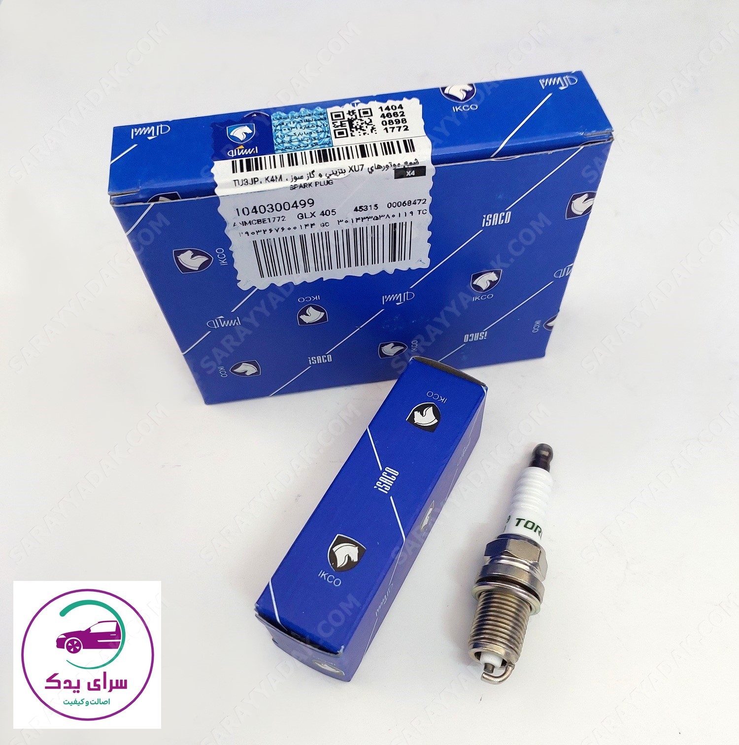 شمع موتور پژو 405 پایه کوتاه تورچ K6RTC-9  ( دست 4 عددی ) شرکتی ایساکو اصل 1040300499