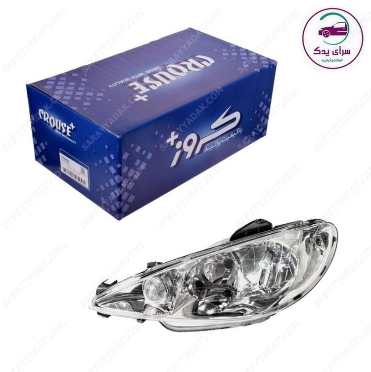 چراغ جلو چپ پژو 206 ( کریستالی ) شرکتی کروز پلاس اصل CR50060501
