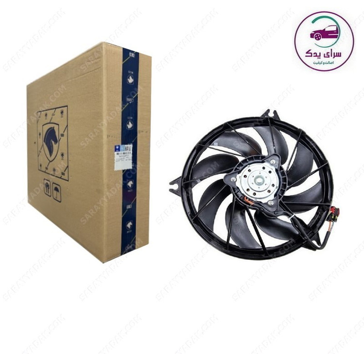 مجموعه کامل موتور فن پژو 206 (رادیاتور با پروانه) با توان 300 وات شرکتی ایساکو اصل